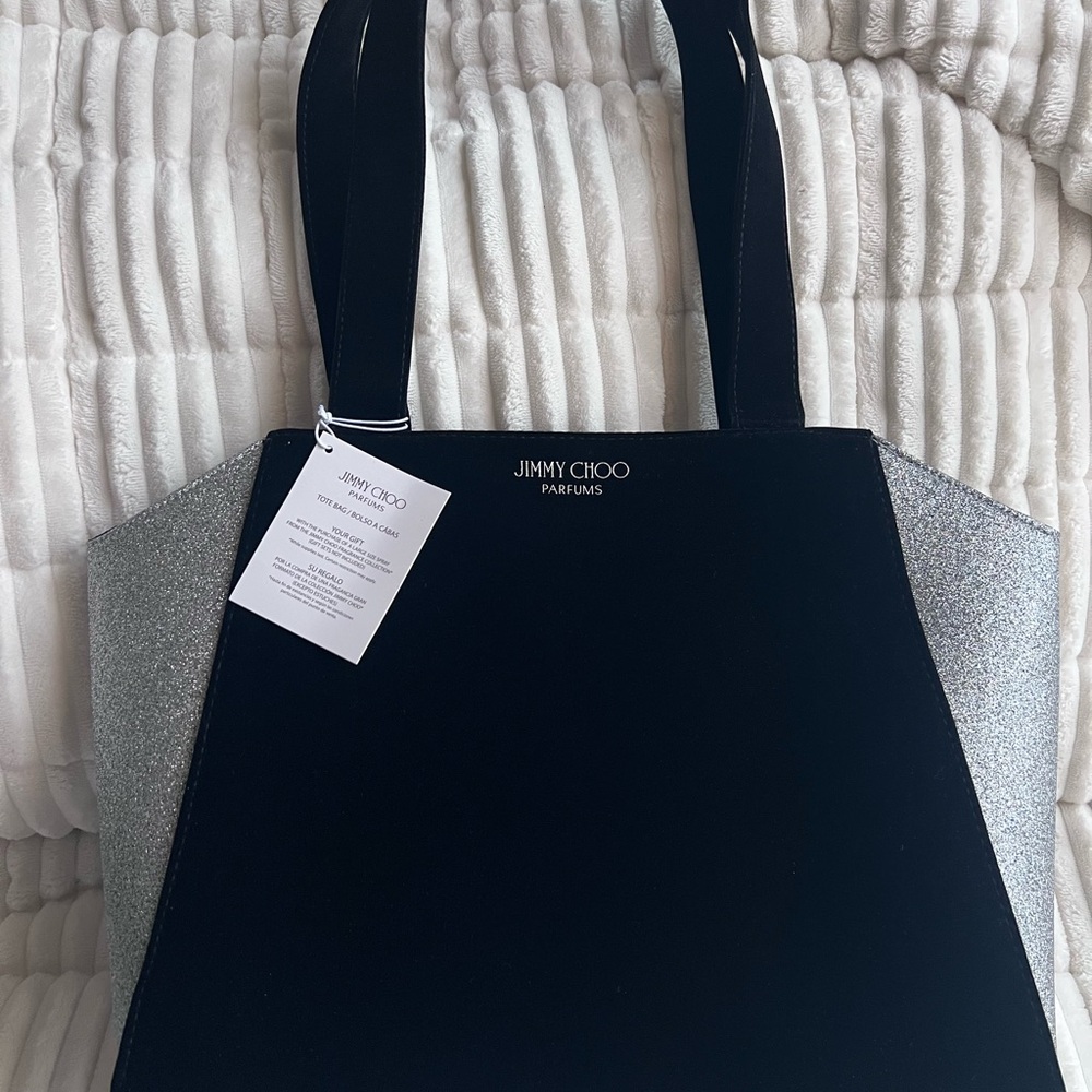 Jimmy Choo Black and Silver Tote Bag